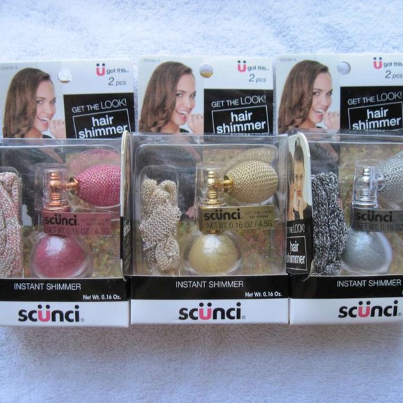 Scunci Instant Hair Shimmer Sparkling Glimmer Glitter Pink Silver Gold Ribbon - Picture 1 of 16